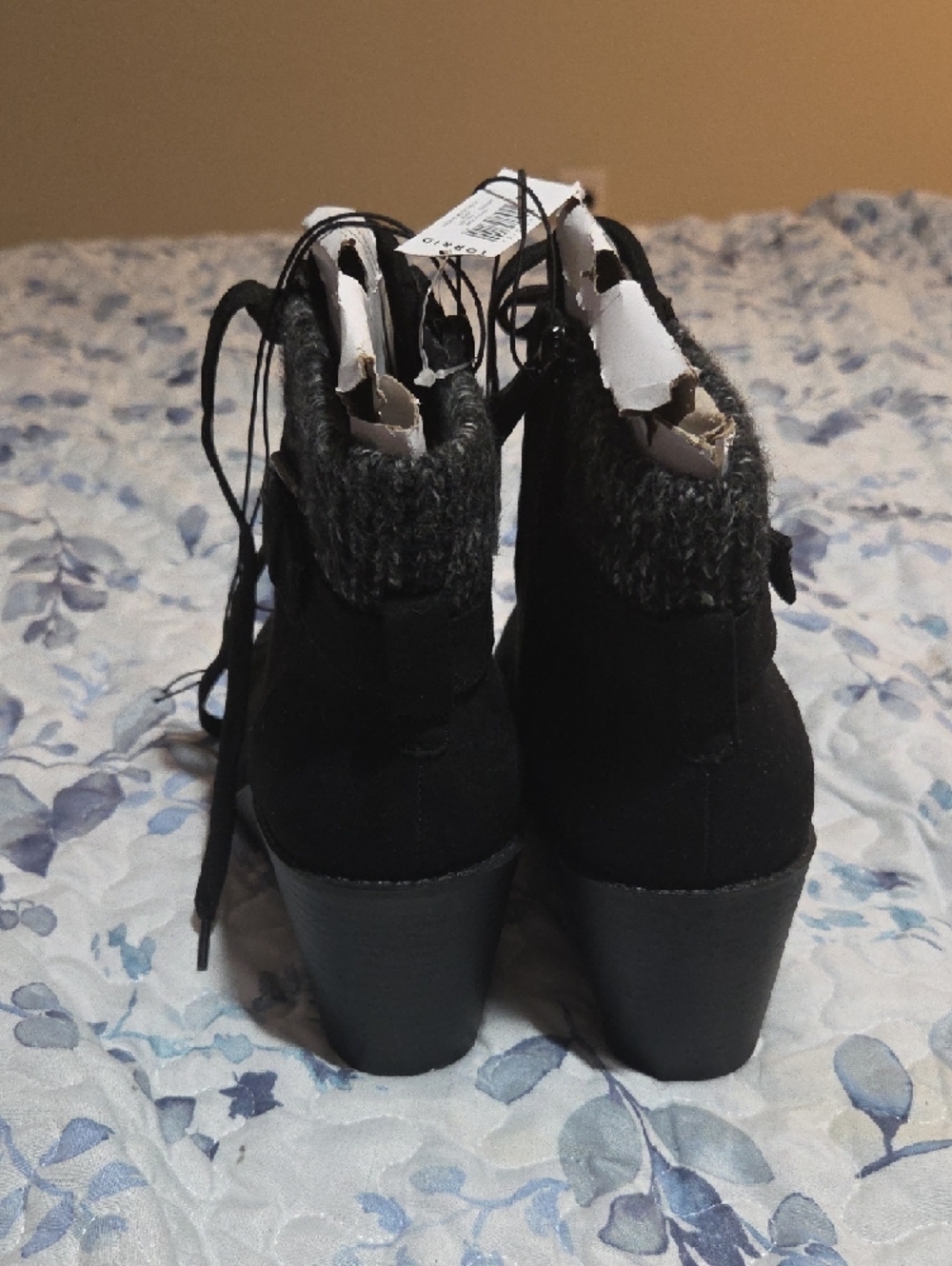 torrid Black Lace-Up Wedge Ankle Boots with Buckle - Picture 6 of 7